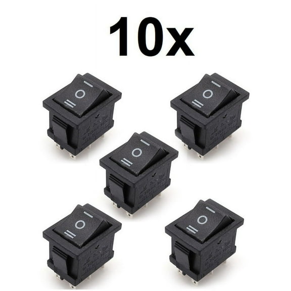 10x ON/OFF/ON 6-Pin DPDT 3-Pos Car/Boat Rocker Switch 12V DC AC 6A/250V 10A/125V