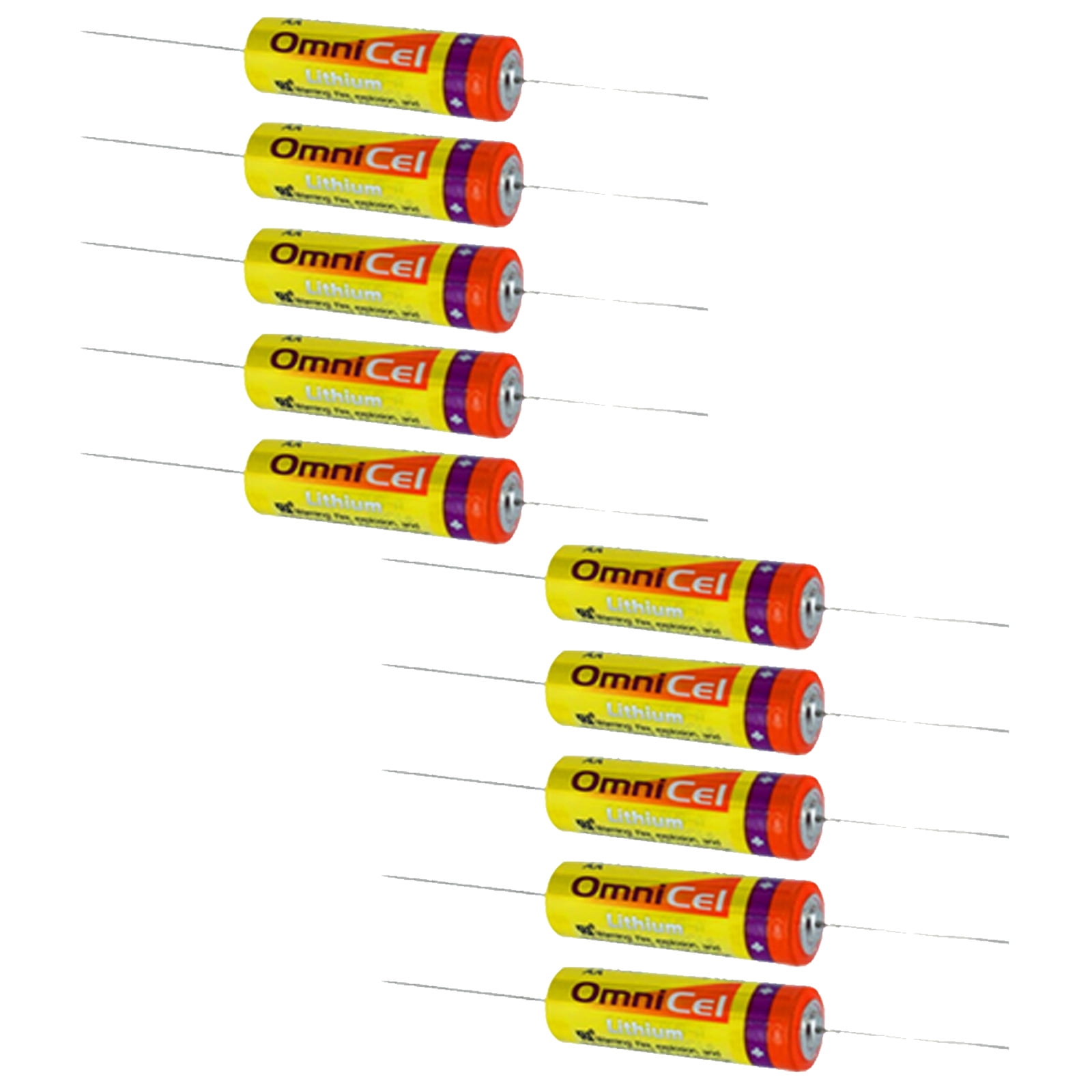 10x OmniCel ER14505 3.6V 2.4Ah AA Lithium Battery Axial Pins Sensors Detectors