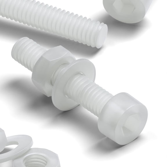 10x PVDF socket head, hex head, plastic machine screws, M3 x 20mm, Bolts, Washers and Nuts, (3/32 x 25/32 in)