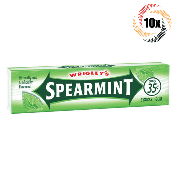 10x Packs Wrigley's Spearmint Chewing Gum ( 5 Sticks Per Pack ) Fast Shipping!