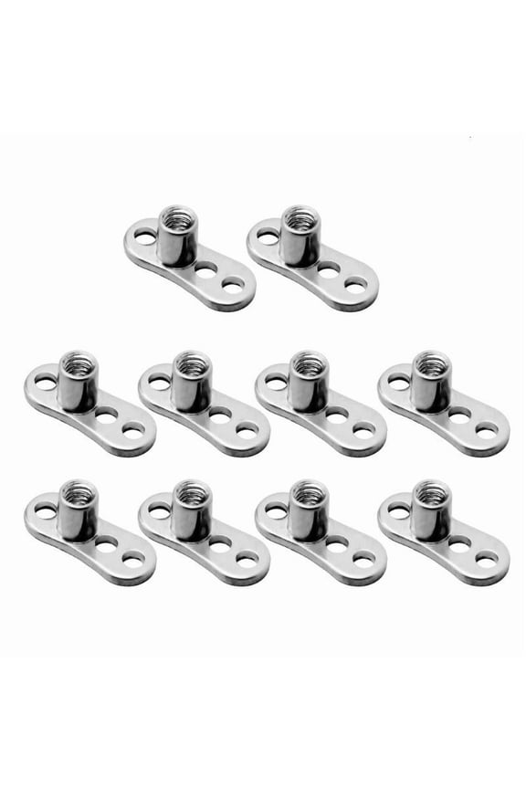 10x Piercings Dermal Anchors 14G Stainelss Steel 3-Hole Grade 23 for Titanium Bases Body Piercing Jewelry for Women Men