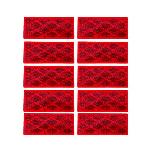10x Red Class A 80mm x 35mm 3.14" x 1.4" Rectangular Reflector Strong Stick-on