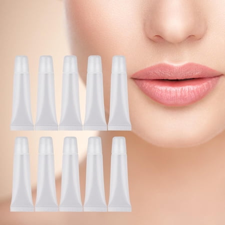 10x Refillable Portable Mini with Caps Empty Soft Cosmetic Containers Dispenser for Makeup DIY Lipgloss Base 10g