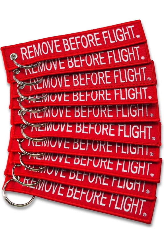 10x Remove Before Flight Red/White Key Chain 5.5 X 1 (10 Pack)