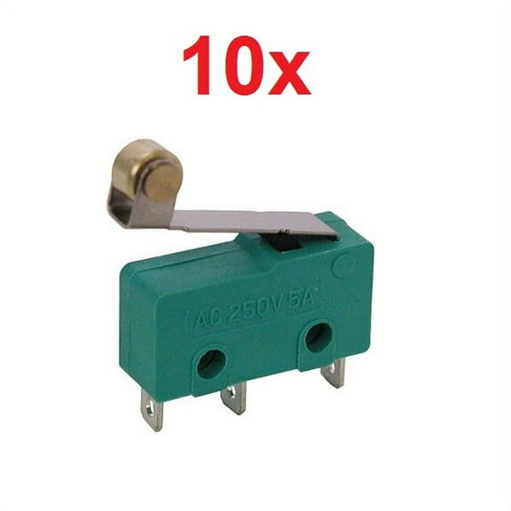 10x Roller Limit Switch Lever Hinge Micro SPDT AC 125V/250V DC 12V Small Green