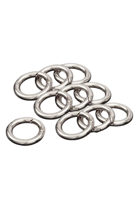 10x Round Spring Snap Hook Metal Keyring Clasp Circle Carabiner DIY Clip Camping Backpack Handbag Shoulder Strap Keychain Ornament , Argent 25mm