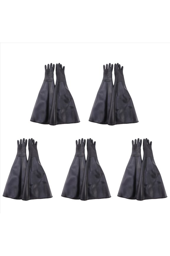 10x Rubber Black Sandblaster Gloves Stripe Abrasive Sand Blasting Gloves for Blasting Cabinet 65x30cm,5 pair x sandblasted gloves,black