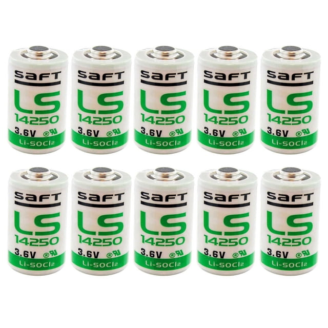 10x SAFT LS 14250 LS14250 C 1/2 AA 3.6v Lithium Battery 1200mAh High ...
