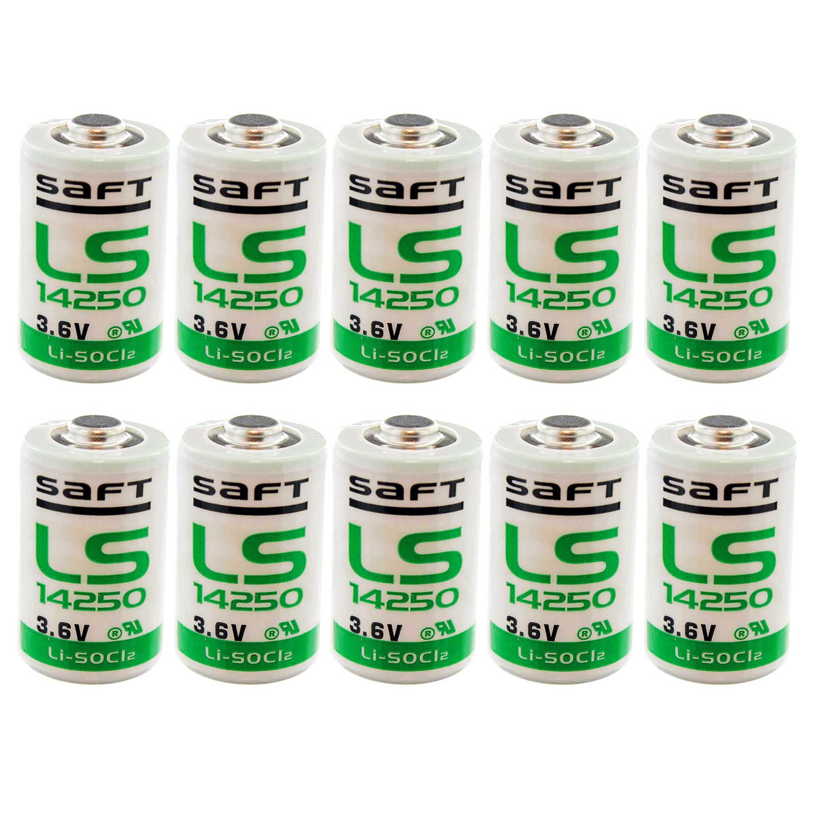 10x SAFT LS14250 3.6V 1/2 AA Battery High Capacity Compatible with ADT Alarms