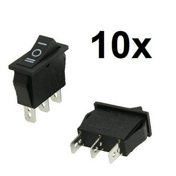 10x SPDT 3-Position Rectangular Rocker Switches Car/Truck/RV DC 12V AC 125V/250V