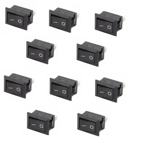 10x SPST ON/OFF Black I/O Rocker Mini 12V DC/5A 10A/125V AC Switch Car/Boat/Auto