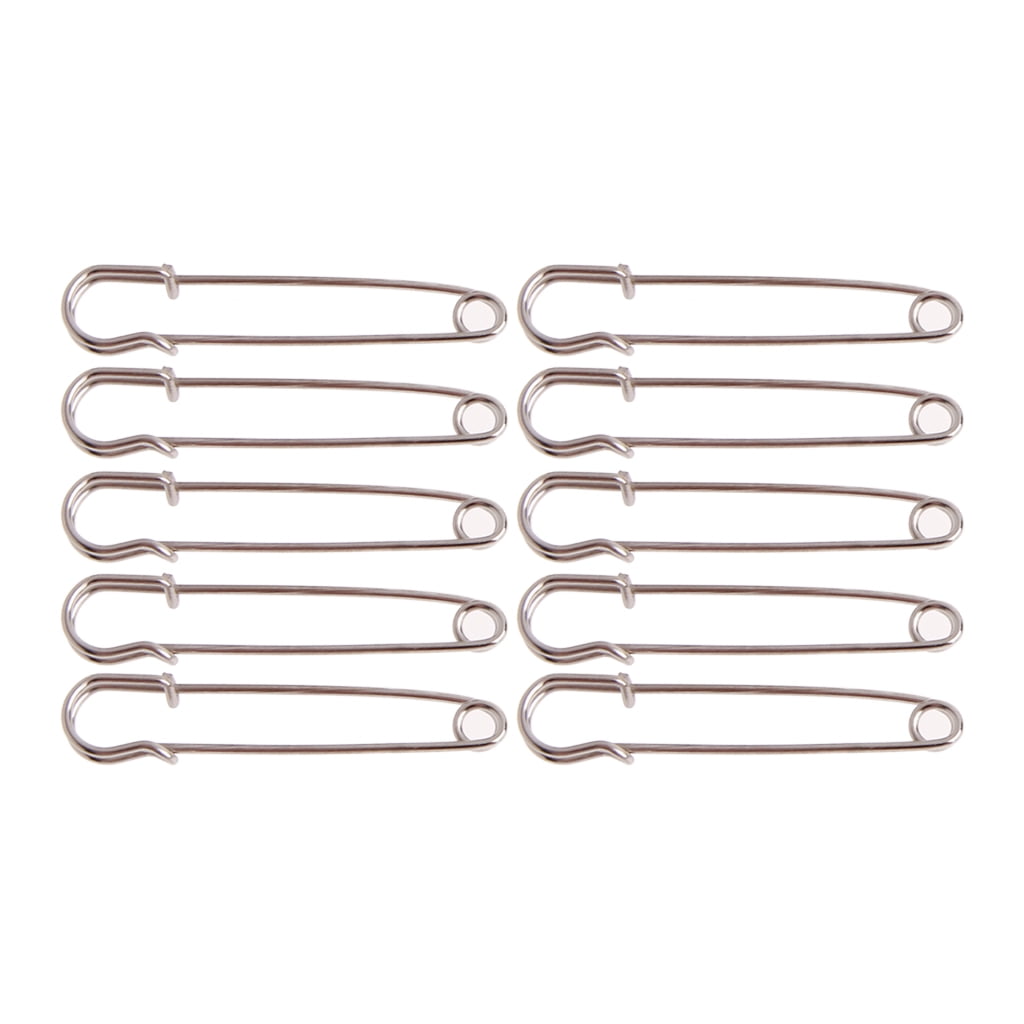 10x/Set Practical Silver Tone Safety Pins Heavy Duty DIY Sewing Tools ...