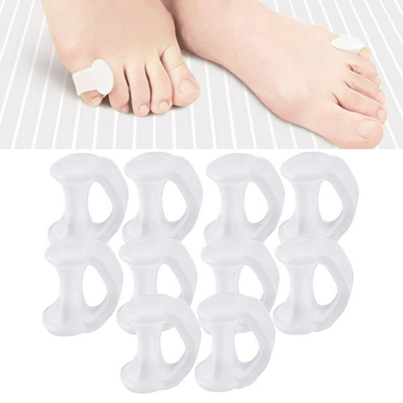 10x Soft Reusable Pinky Toe Pads Toe Separators Little Toe Straightener - Clear, 2.5x2.2x2cm