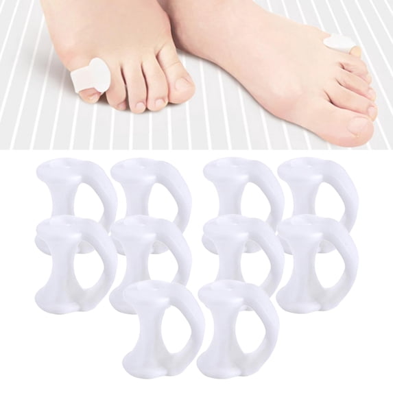 10x Soft Reusable Pinky Toe Pads Toe Separators Little Toe Straightener - White, 2.5x2.2x2cm