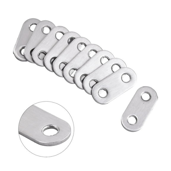 10x Stainless-Steel Flat Straight Brace Bracket Mending Repairing Plate 10 Pcs 2 Holes Corrosions Easy To Install Rust-Resistant
