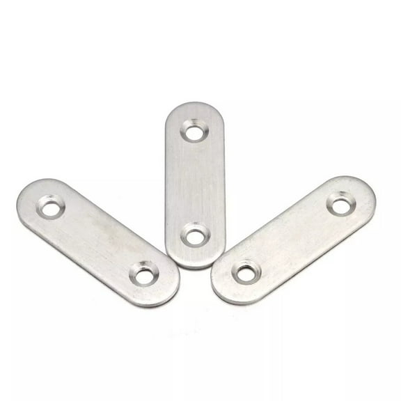 10x Stainless-Steel Flat Straight Brace Bracket Mending Repairing Plate 10 Pcs 2 Holes Corrosions Easy To Install Rust-Resistant