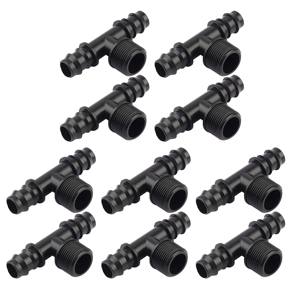 10x Tee Hose Tconnector In Different Sizes with AG Drip LinePlastic