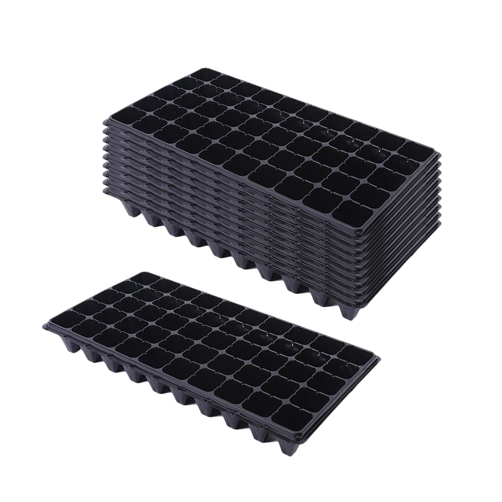 10x Thick Seedling Trays Seedling Starter Trays Black Durable Reusable 50 Holes Pet Plant Trays for Seedling Planting Trays 80g