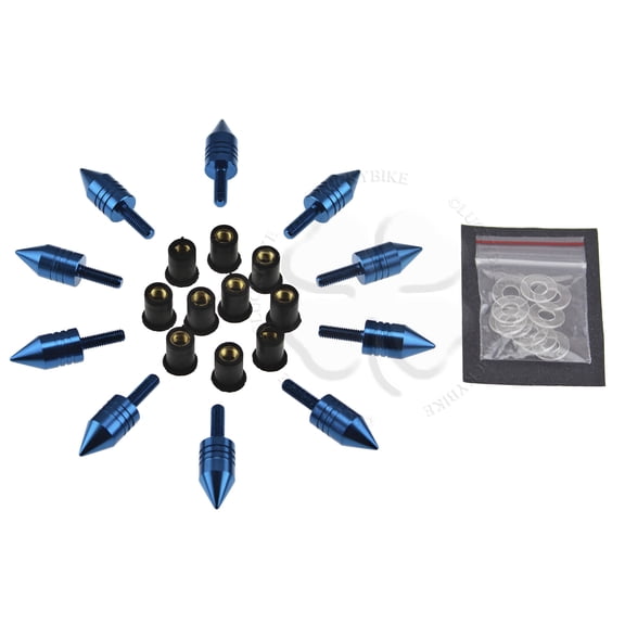 10x Windscreen Spike Bolt Kit Blue CBR GSXR Stud M5 x 1.25p Wellnut Fairing