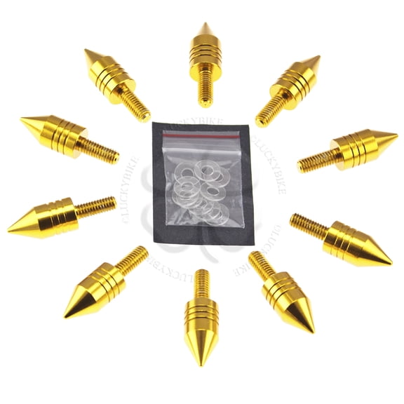 10x Windscreen Spike Bolt Kit Gold CBR GSXR Stud M6 x 1.25p Wellnut Fairing