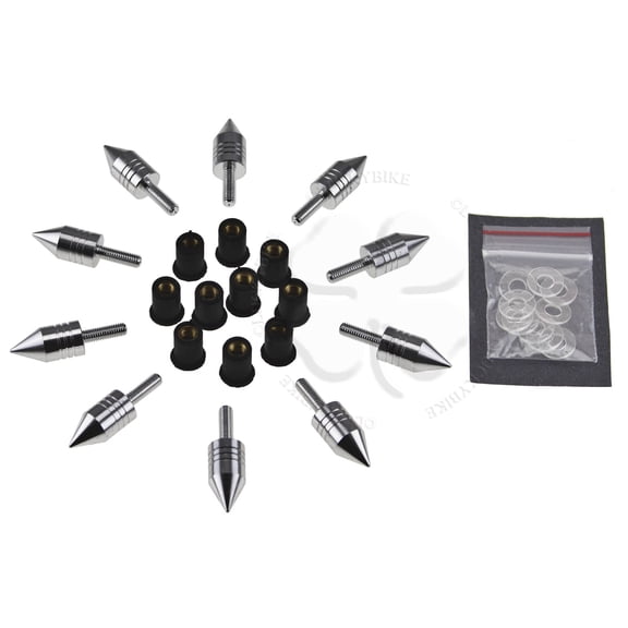 10x Windscreen Spike Bolt Kit Silver CBR Stud M5 x 1.25p Wellnut Fairing