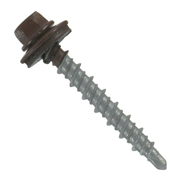 #10x1-1/2" Hi-Lo Mini-Driller EPDM Washered Metal Roofing/Siding Fasteners 250 pcs Brown
