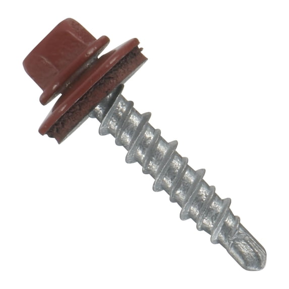 #10x1" Hi-Lo Mini-Driller EPDM Washered Metal Roofing/Siding Fasteners 250pcs Rustic Red/Red