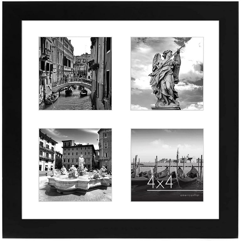 4-opening Matted Collage Frame, Displays Four 4x6 Pictures, Black