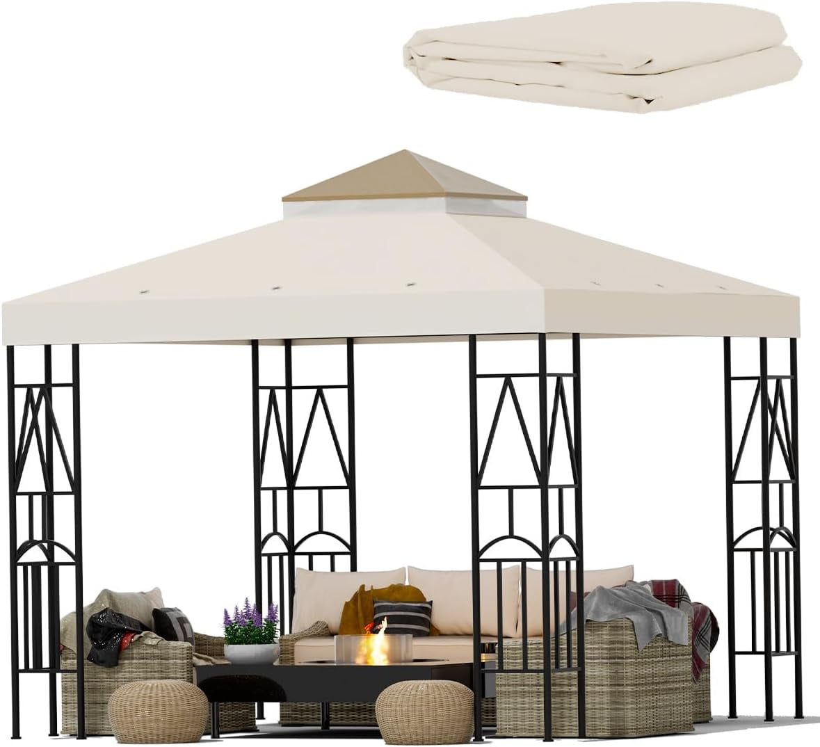 10x10 Canopy Replacement Top Canopy Cover Replacement 10x10 FT Double