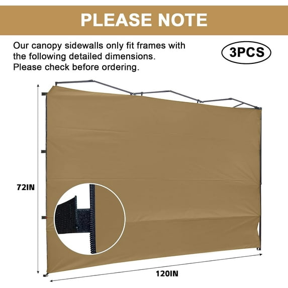 10x10 Canopy Sidewalls with Zipper, UPF50+ Waterproof Side Panels for Outdoor Events