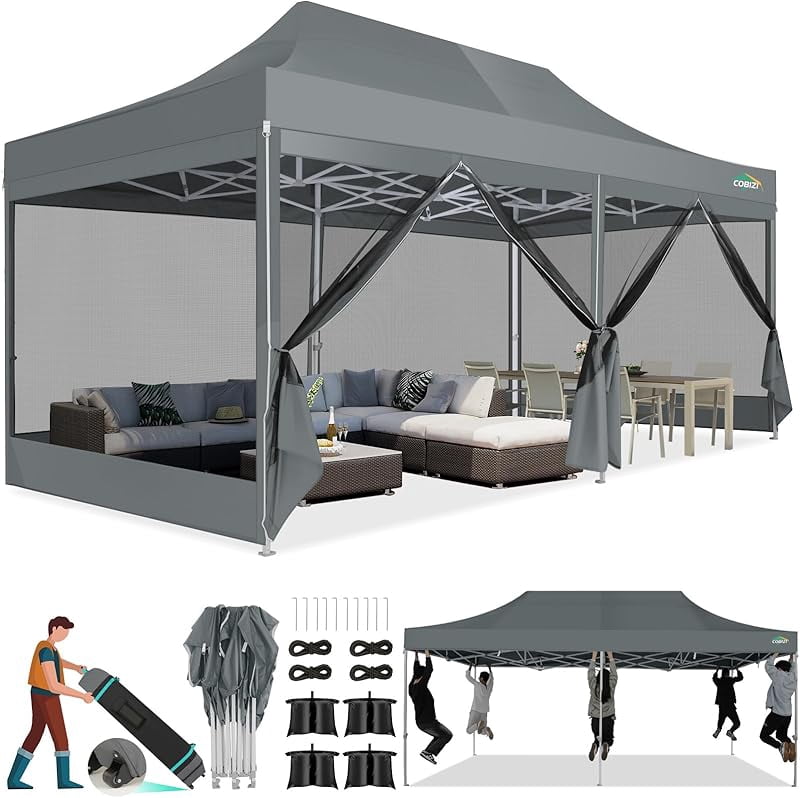 10x10 Canopy Tent, Heavy Duty Pop up Canopy with Si…