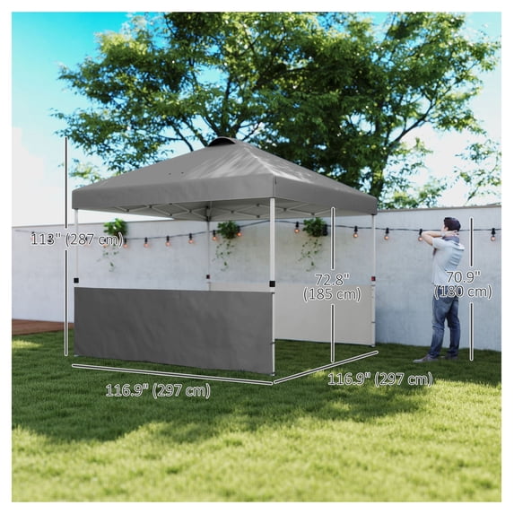 10x10 Canopy Tent with Sidewalls, UV50+ Sun Shelter - Dark Grey Gazebo ...