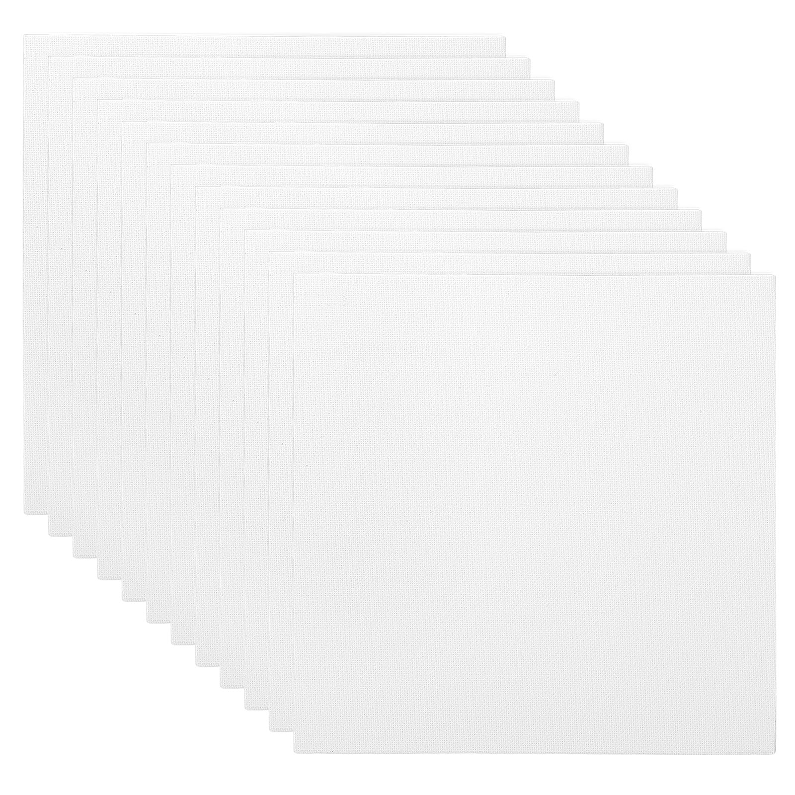 10x10" Canvas Boards for Painting, 12 Pack 100% Cotton Square Triple Primed Stretched Blank Art Canvas Panel Bulk Thin for Acrylic, Oil, Tempera Paints, White