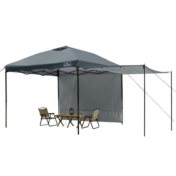 10x10 Easy Pop Up Canopy Tent with Sidewalls, Instant Outdoor Shade Shelter with Removable 10FT Sun Walls, Quick Setup Waterproof and UV-Resistant for Patio (Dark Gray, 2 sidewall)