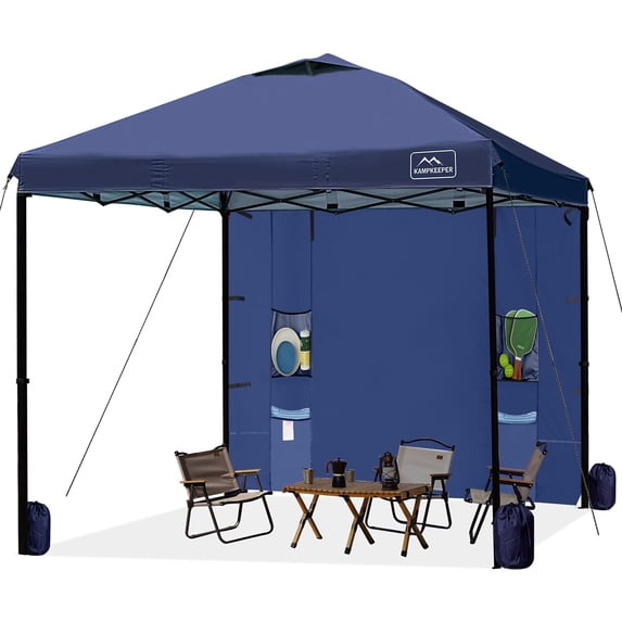 10x10 Easy Pop Up Canopy Tent with Sidewalls, Instant Outdoor Shade Shelter with Removable 10FT Sun Walls, Quick Setup Waterproof and UV-Resistant for Patio (Navy Blue, 1 sidewall)