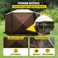 thumbnail image 1 of 10x10 FT 6 Sided Waterproof Camping Gazebo Tent Pop up Screen Shelter with Mesh Windows Carry Bag Ground Stakes for 8 Person Brown Beige, 1 of 8