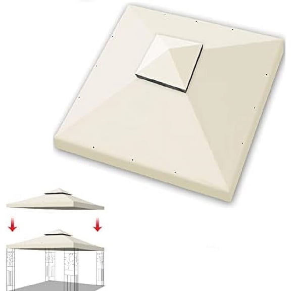 10x10 FT Gazebo Replacement Canopy Top Cover 2-Tiered Upgraded Sunshade UV Protection, Canopy Cover ONLY (Ecru)