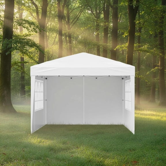10x10 FT Pop Up Canopy Tent, Instant Portable Gazebo with 3 Sidewalls & 2 Ventilated Windows, UPF 50+ Height Adjustable 210D Oxford Outdoor Shelter for Patio Party Backyard Parking