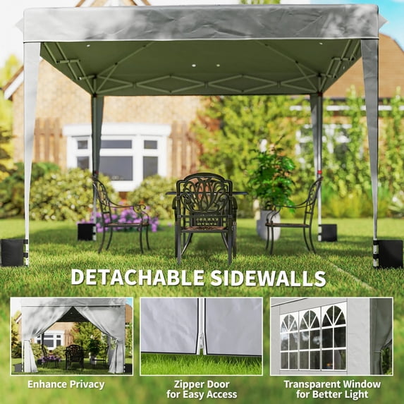 10x10 FT Pop-Up Party Tent with Removable Sidewalls – UPF50+ 210D Oxford Canopy Adjustable Height & Stability Kit with Carry Bag