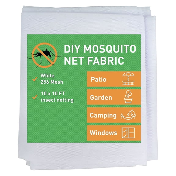 10x10 FT White DIY Mosquito Net Fabric Insect Cover for Garden, Patio, Outdoor & Windows Raised Bed Screen Mesh Barrier