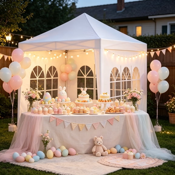 10x10 FT White Outdoor Party Tent, Wedding Canopy Gazebo Shelter with Sidewalls, Window Panels and Portable Frame for Events, Gatherings and Outdoor Dining