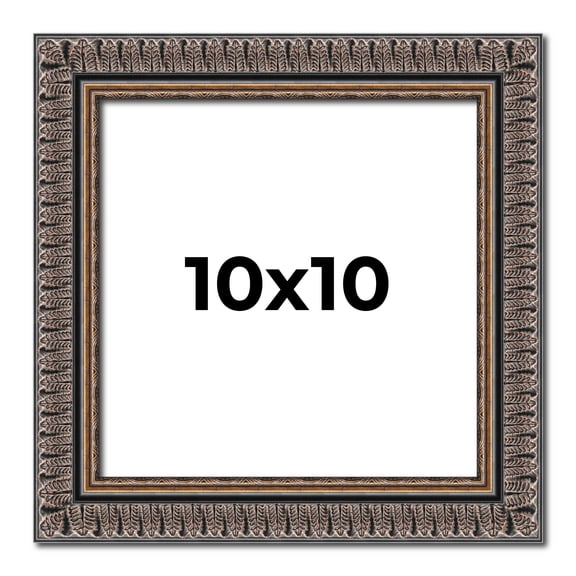 10x10 Frame Black Feather Payton Ornate Solid Wood Picture Frame Width 1.75 Inches | Interior Depth