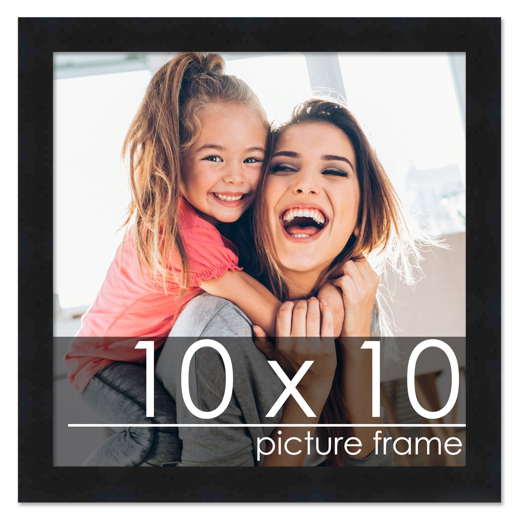 10x10 Frame Black Wood Picture Square Frame - Picture Frame Includes UV ...