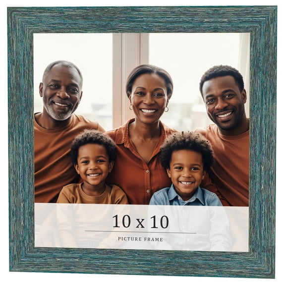 10x10 Frame Blue Rustic Barnwood Solid Wood Picture Frame Width 1.25 Inches | Interior Depth 0.5