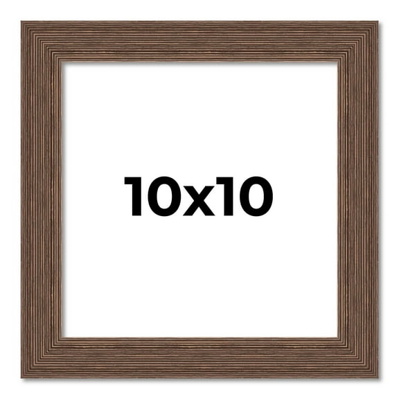 10x10 Frame Brown Distressed Barnwood Picture Frame | Rustic Farmhouse Photo Frame Includes UV