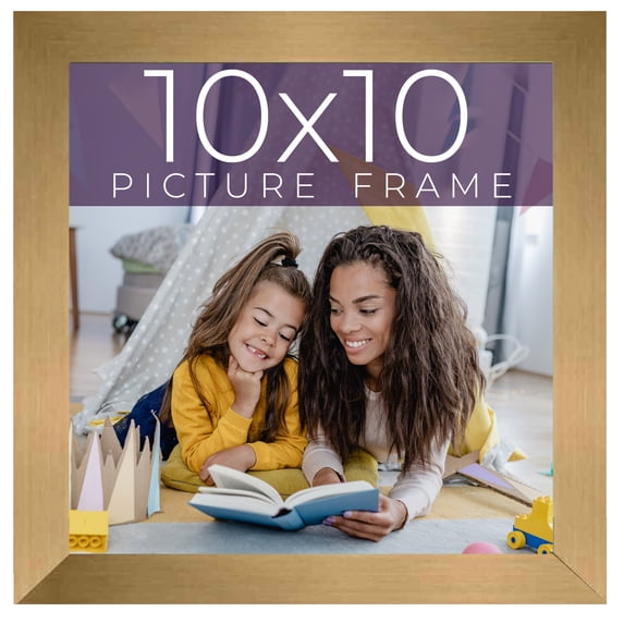 10x10 Frame Gold Bronze Solid Wood Picture Frame Width 0.75 Inches | Interior Frame Depth 0.5