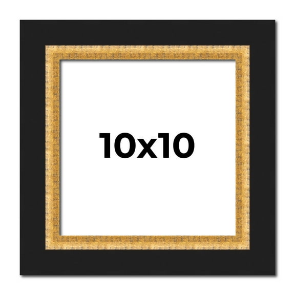 10x10 Frame Gold Solid Wood Picture Frame Width 2.25 Inches | Interior Frame Depth 0.5 Inches |