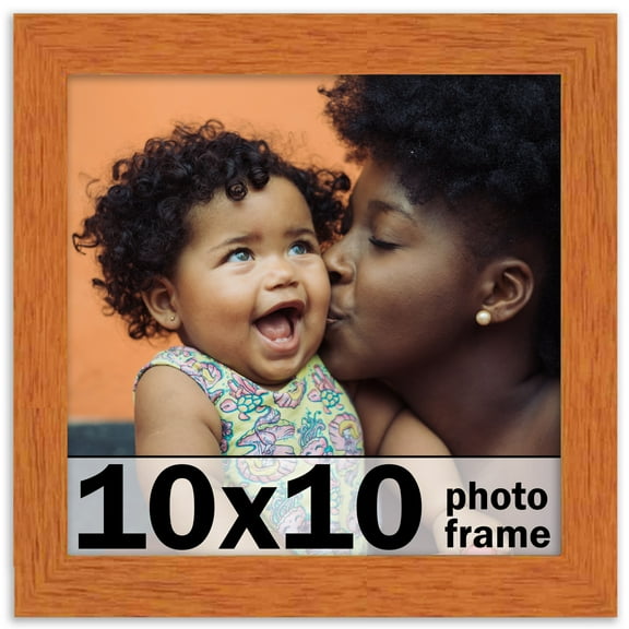 10x10 Frame Honey Pecan Brown Picture Frame - Modern Photo Frame Includes UV Acrylic Shatter Guard