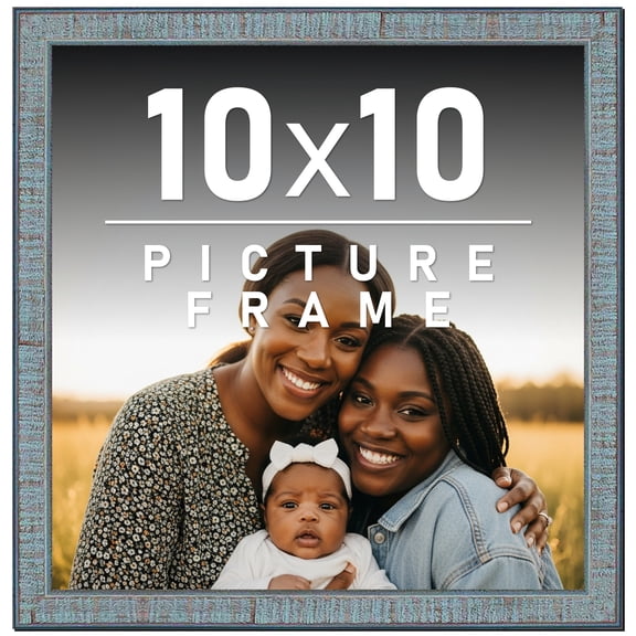 10x10 Frame Rustic Sky Blue Solid Wood Picture Frame | 0.75 Inch Moulding Width |Includes UV