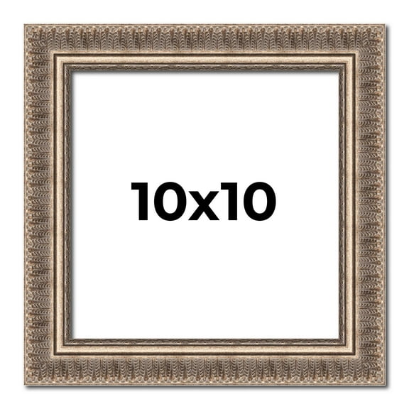 10x10 Frame Silver Harvest Ornate Solid Wood Picture Frame | 1.75 Inch Moulding Width |Mayflower